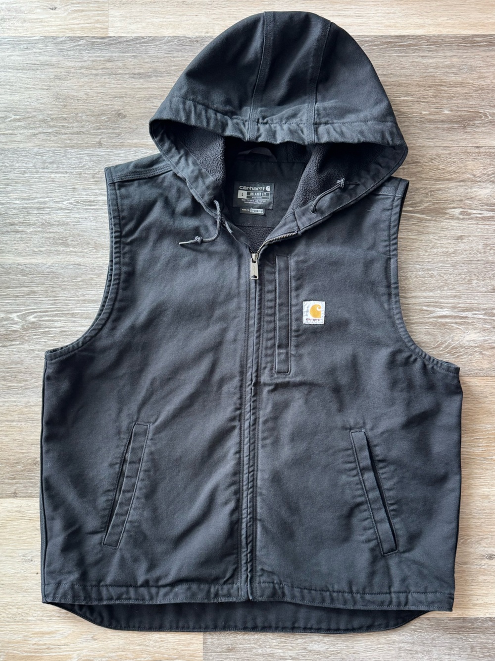 Carhartt Duck Canvas Relaxed Fit Hooded Vest Black Large Gorpcore Workwear Mens